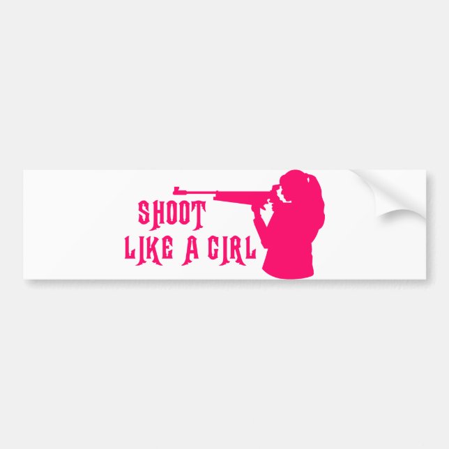 Shoot Like a Girl Pink Bumper Sticker (Front)