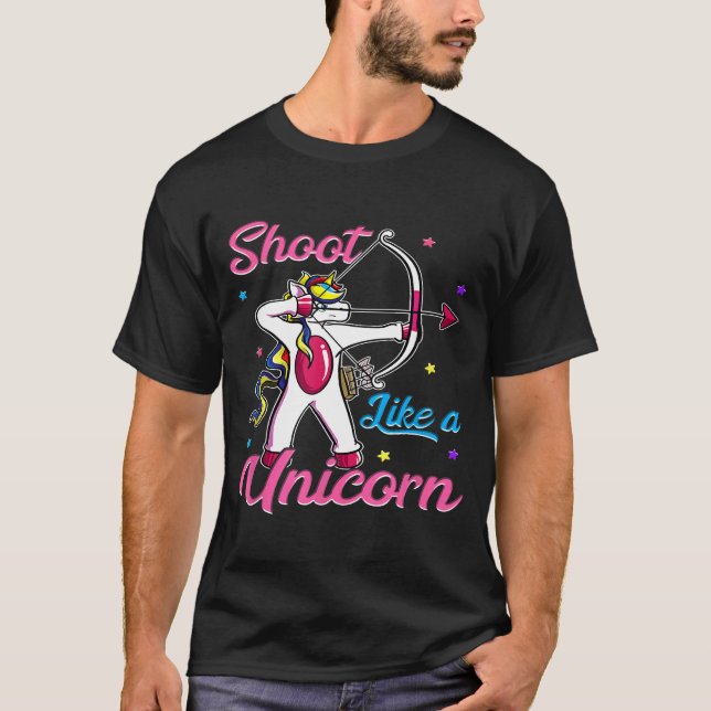 Shoot Like A Unicorn Archer  Funny Bow Arrow Arche T-Shirt (Front)