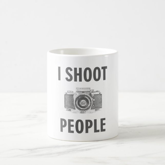 shoot people funny text photo camera photographer coffee mug (Center)