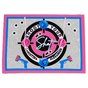 Shoot Your Shot Guns or Roses Gender Reveal Large Gift Bag