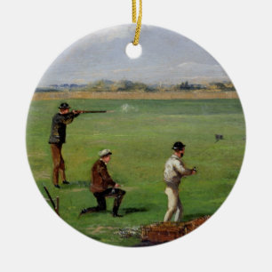 Shooting (oil on paper) ceramic tree decoration