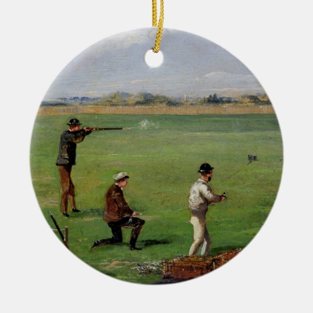 Shooting (oil on paper) ceramic tree decoration (Front)