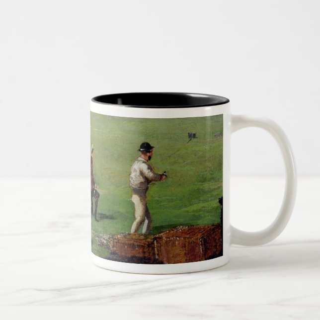 Shooting (oil on paper) Two-Tone coffee mug (Right)
