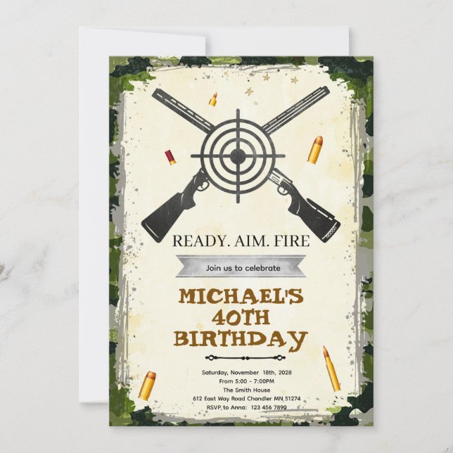 Shooting Range birthday party Invitation (Front)