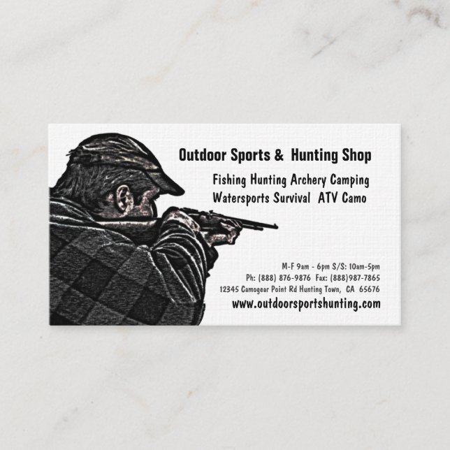 Shooting Sportsman Hunting Outdoor Supplies Shop Business Card (Front)