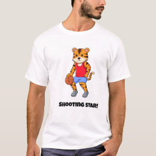 Shooting star! a Funny Cat-Basketball T-Shirt
