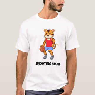 Shooting star! a Funny Cat-Basketball T-Shirt