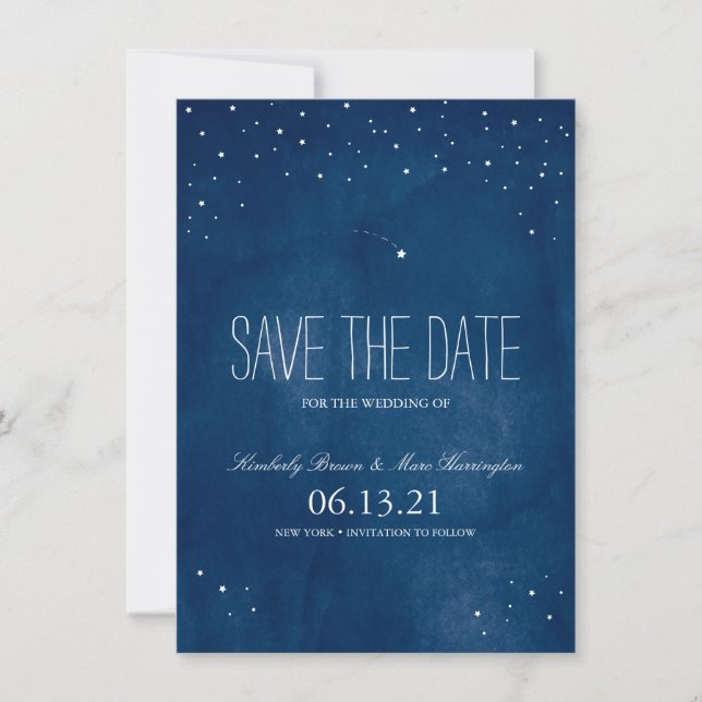 Shooting Star Blue Watercolor | Save the Date (Front)