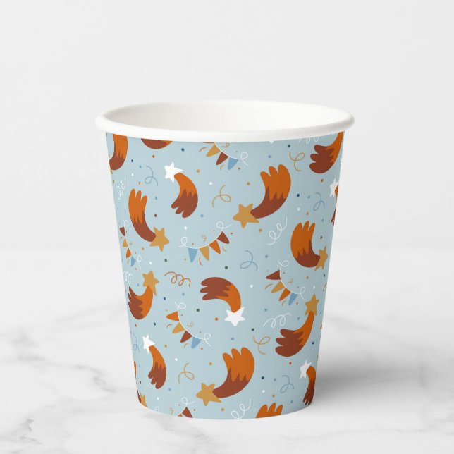 Shooting Star & Confetti Celebration Blue Paper Cups (Front)