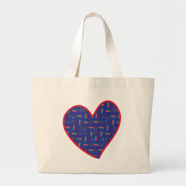 Shooting Star Heart Large Tote Bag (Front)