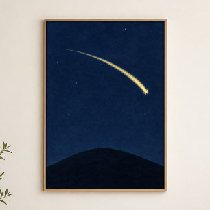 Shooting Star Hill Watercolour Celestial Poster