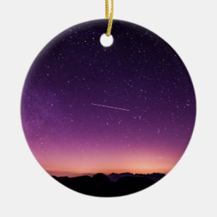 Shooting star in sky ceramic tree decoration