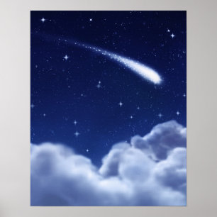 Shooting Star over Clouds Poster