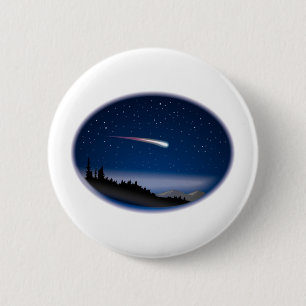 Shooting Star Over Night Landscape 6 Cm Round Badge