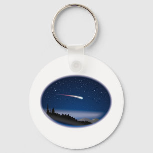 Shooting Star Over Night Landscape Key Ring