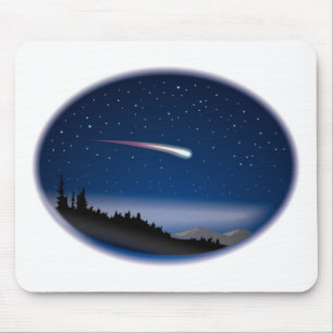 Shooting Star Over Night Landscape Mouse Mat