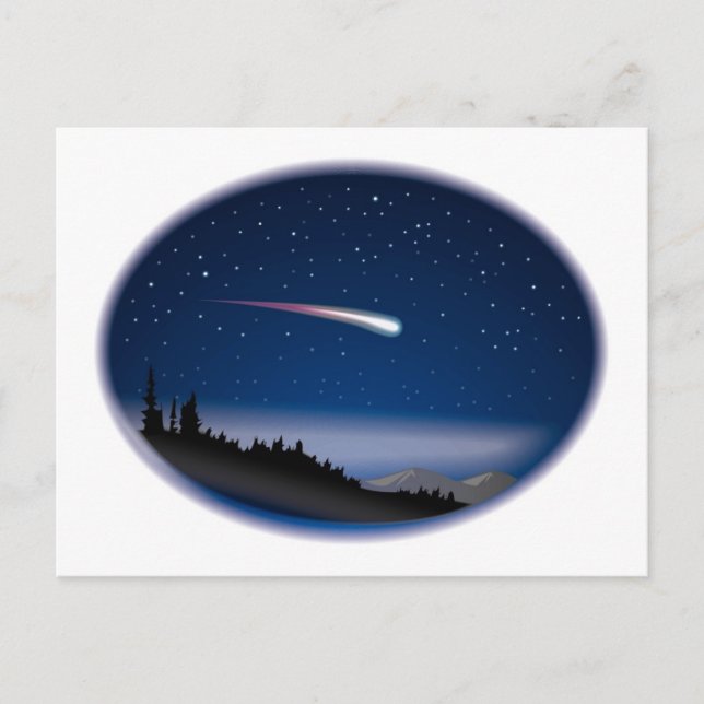 Shooting Star Over Night Landscape Postcard (Front)