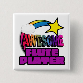 Shooting Star Rainbow Awesome Flute Player 15 Cm Square Badge