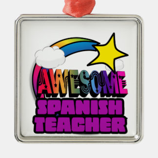 Shooting Star Rainbow Awesome Spanish Teacher Metal Tree Decoration