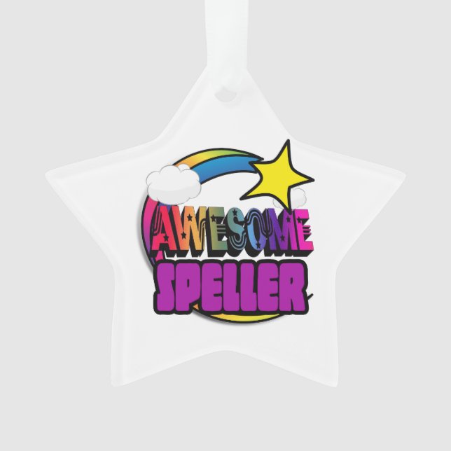 Shooting Star Rainbow Awesome Speller Ornament (Front)