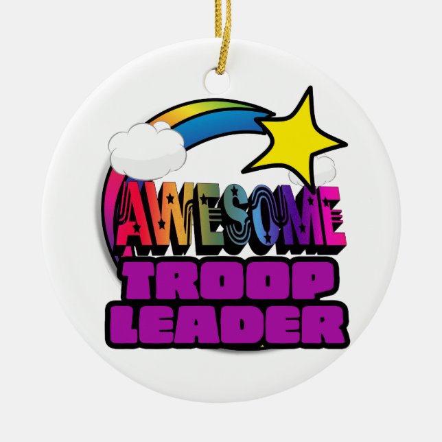 Shooting Star Rainbow Awesome Troop Leader Ceramic Tree Decoration (Front)