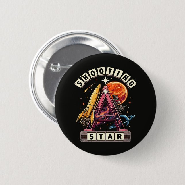 Shooting Star Space 6 Cm Round Badge (Front & Back)