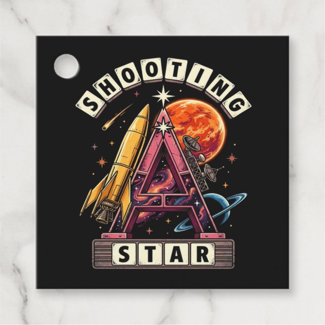 Shooting Star Space Favour Tags (Front)
