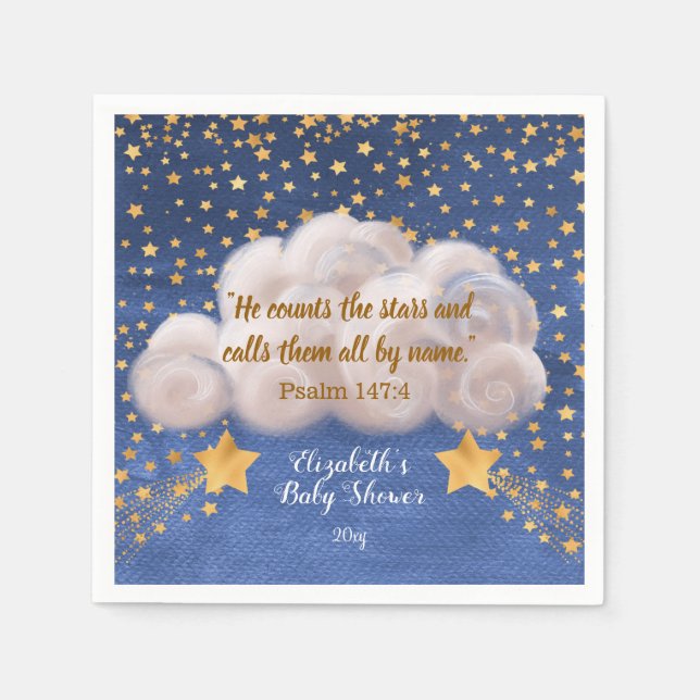Shooting Star Twin Baby Shower Backdrop Napkin (Front)