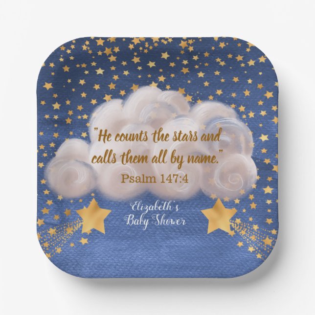 Shooting Star Twin Baby Shower  Paper Plate (Front)