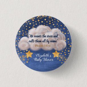 Shooting Star Twin Religious Baby Shower  3 Cm Round Badge
