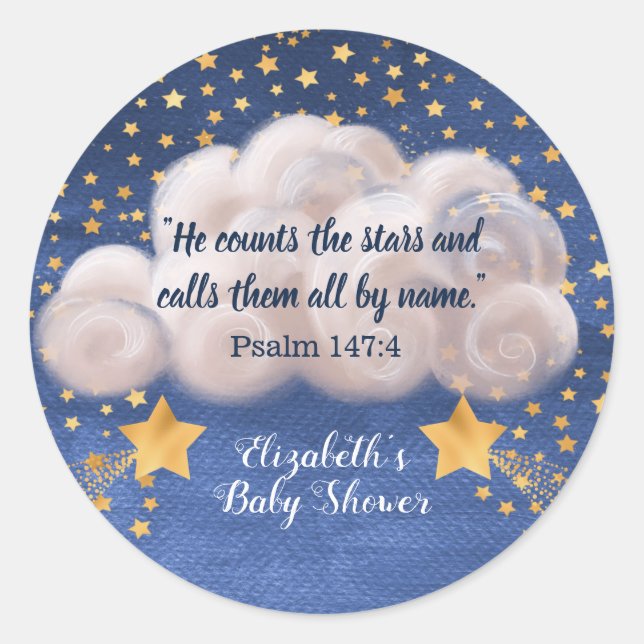 Shooting Star Twin Religious Baby Shower  Classic Round Sticker (Front)