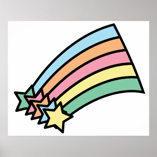 Shooting Stars and Rainbow Print | Zazzle