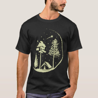 Shooting Stars And Trees Circle Nature Hiking Love T-Shirt