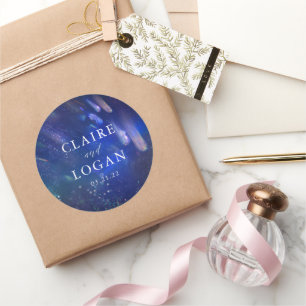 Shooting Stars Celestial Galaxy Wedding Classic Round Sticker