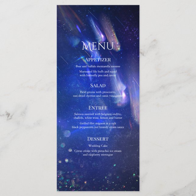 Shooting Stars Celestial Galaxy Wedding Menu (Front)
