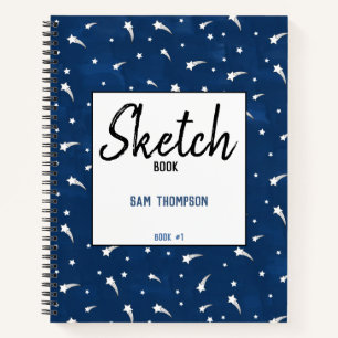 Shooting Stars Navy Blue Watercolor Sketchbook Notebook