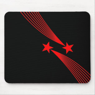Shooting Stars - Red on Black Mouse Mat