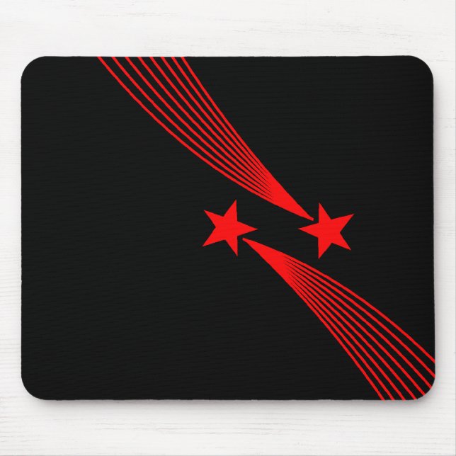 Shooting Stars - Red on Black Mouse Mat (Front)