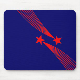 Shooting Stars - Red on Dark Blue 000066 Mouse Mat