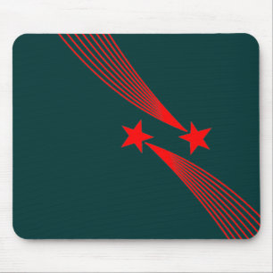 Shooting Stars - Red on Dark Green 003333 Mouse Mat