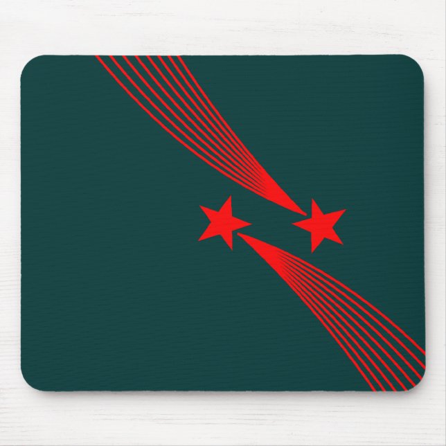 Shooting Stars - Red on Dark Green 003333 Mouse Mat (Front)