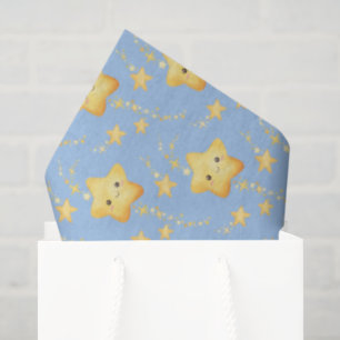 Shooting Stars Soft Blue Sky Whimsical Baby Shower Tissue Paper