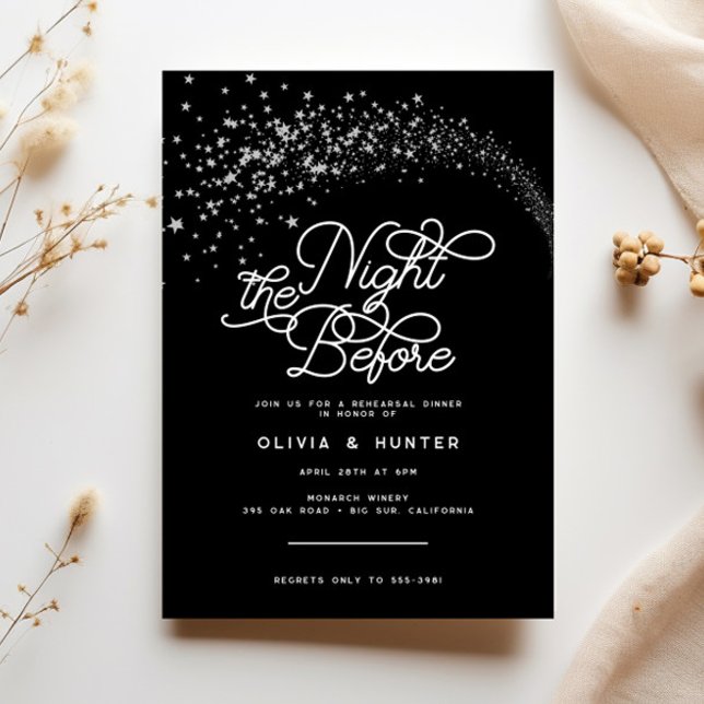 Shooting Stars The Night Before Rehearsal Dinner Invitation (Creator Uploaded)
