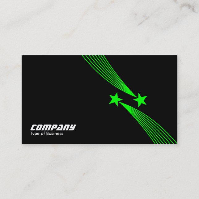 Shooting Stars v2 - Green on Black Business Card (Front)