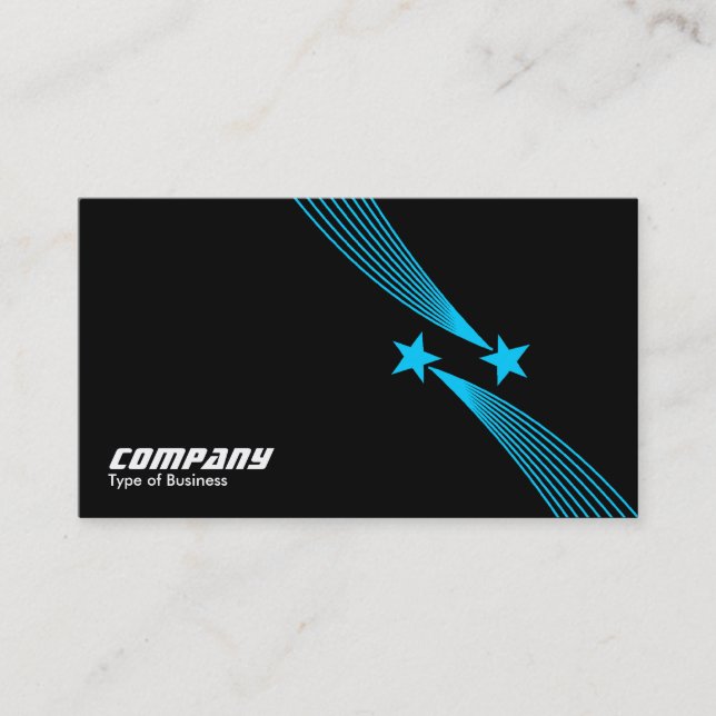 Shooting Stars v2 - Light Blue on Black Business Card (Front)