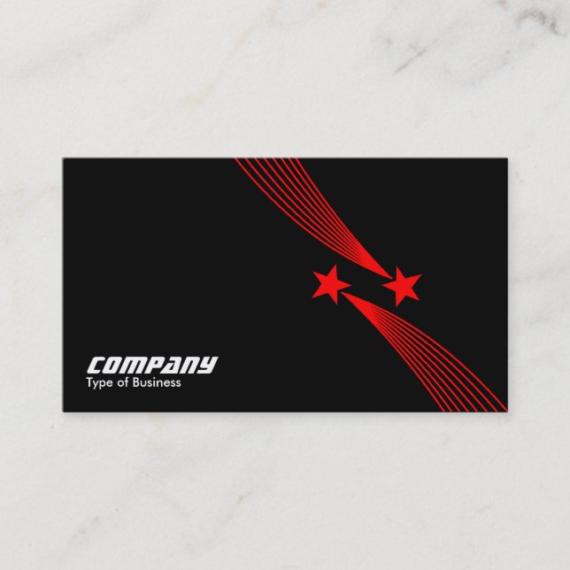 Shooting Stars v2 - Red on Black Business Card (Front)