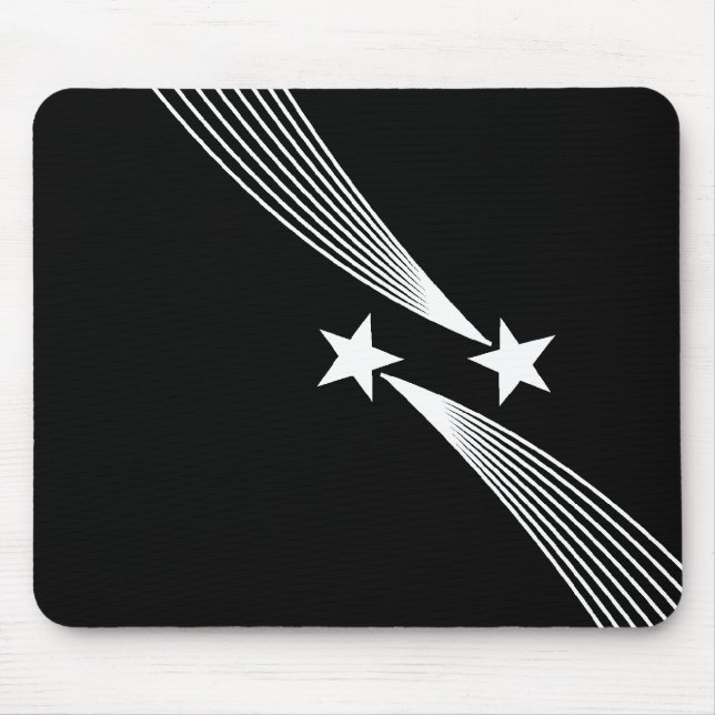 Shooting Stars - White on Black Mouse Mat (Front)