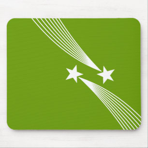 Shooting Stars - White on Green 669900 Mouse Mat