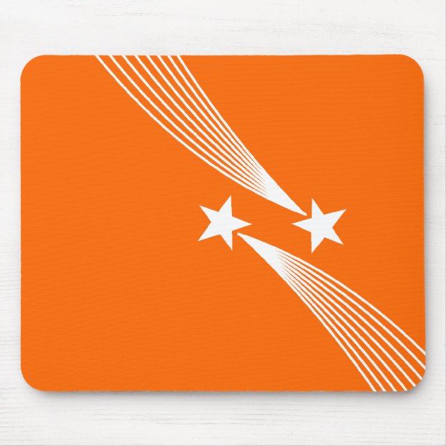 Shooting Stars - White on Orange FF6600 Mouse Mat (Front)