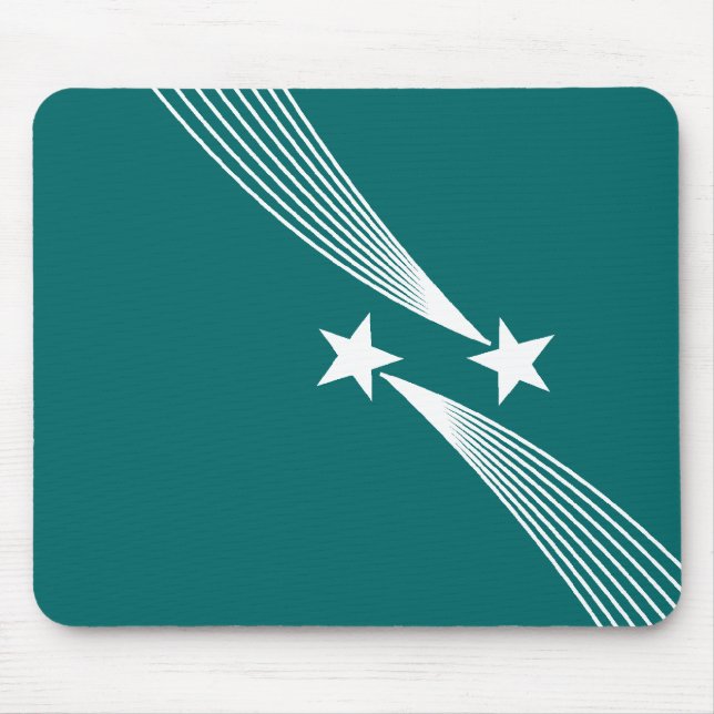 Shooting Stars - White on Teal Green 006666 Mouse Mat (Front)